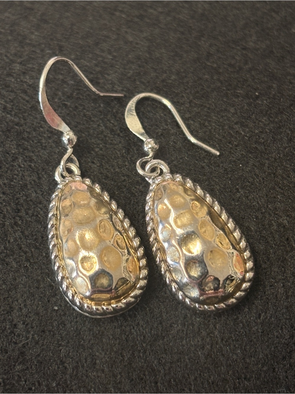 Hammered Teardrop Silver-Tone Drop Earrings